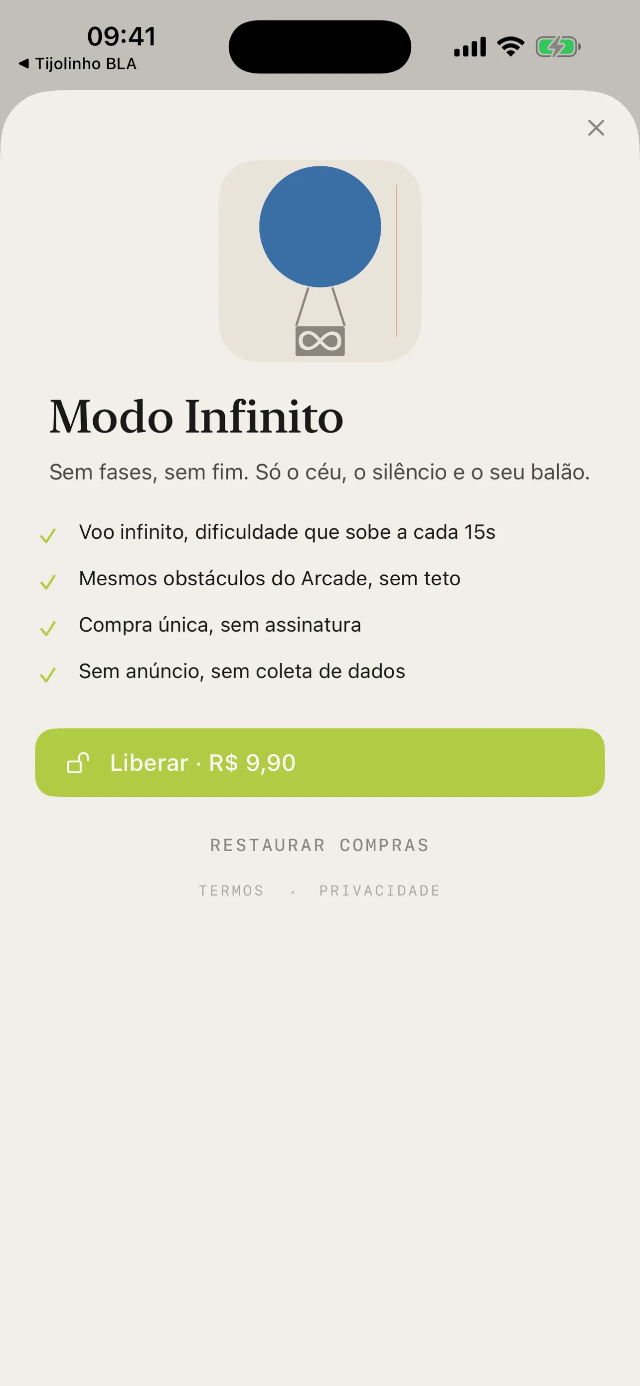 Balão Azul BLA no iPhone, captura de tela 1 de 11